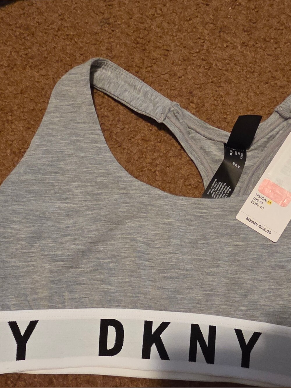 NWT- DKNY Gray Logo Sports Bra - Gray - Picture 2 of 16